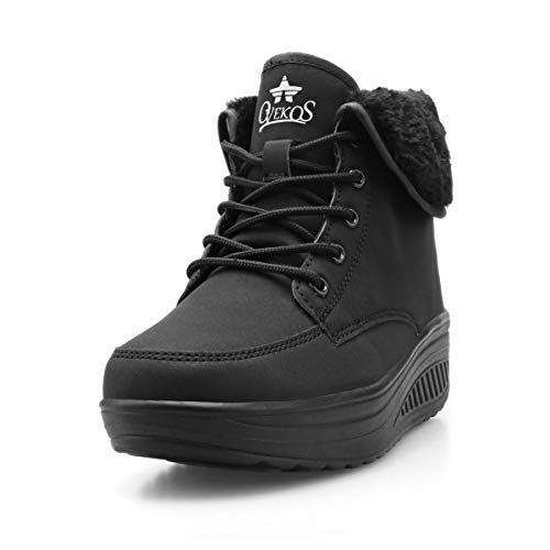 Zapatillas Casual para Mujer Zapatillas de Deporte Gimnasio Zapatos Cuña Cómodos Sneakers para Trotar Compras Negro Pandilla alta39