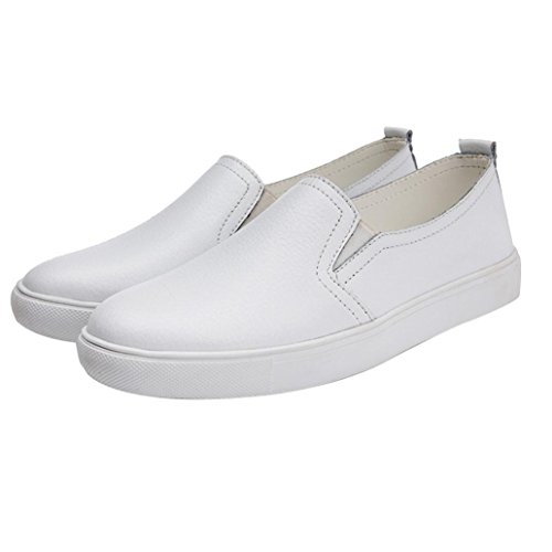 Zapatillas de Cuero para Mujer Otoño 2018 PAOLIAN Zapatos de Plano Blancas Dama Casual Mocasina Talla Grande Cómodo Calzado de Trabajo Moda Señora Suela Blanda Breathable Senderismo