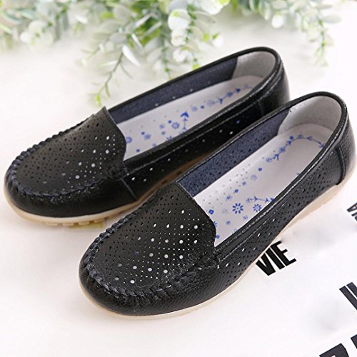 Zapatillas de Cuero para Mujer Otoño 2018 Zapatos de Plano de Dama PAOLIAN Senderismo Casual Náuticos Talla Grande Cómodo Calzado de Trabajo Cuña de Moda Señora Hueco