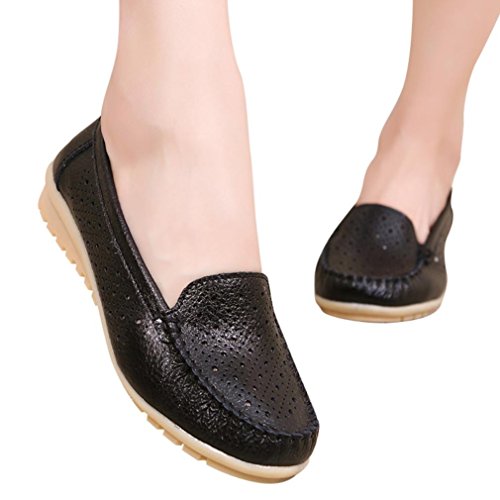 Zapatillas de Cuero para Mujer Otoño 2018 Zapatos de Plano de Dama PAOLIAN Senderismo Casual Náuticos Talla Grande Cómodo Calzado de Trabajo Cuña de Moda Señora Hueco