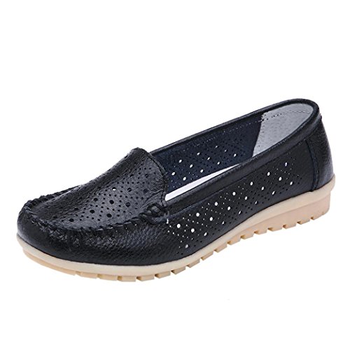 Zapatillas de Cuero para Mujer Otoño 2018 Zapatos de Plano de Dama PAOLIAN Senderismo Casual Náuticos Talla Grande Cómodo Calzado de Trabajo Cuña de Moda Señora Hueco