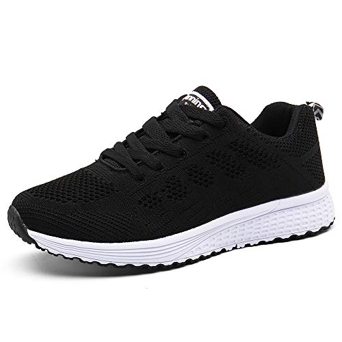 Zapatillas de Deportivos de Running para Mujer Gimnasia Ligero Sneakers Negro Azul Gris Blanco 35-40 Negro 39
