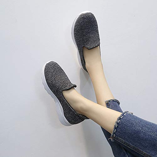 Zapatillas de Exterior para Mujer Otoño Invierno 2018 Moda Casual Zapatos cuña Plataforma Dama PAOLIAN Cómodo Calzado Náuticos Lona Gris Señora Zapatillas Aire Libre Talla Grande