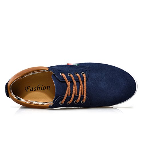 Zapatillas de Hombres de Cuero de Ante de Cuero Genuino para Hombres Aumento de la Altura de Zapatos para Hombre (42, Azul)