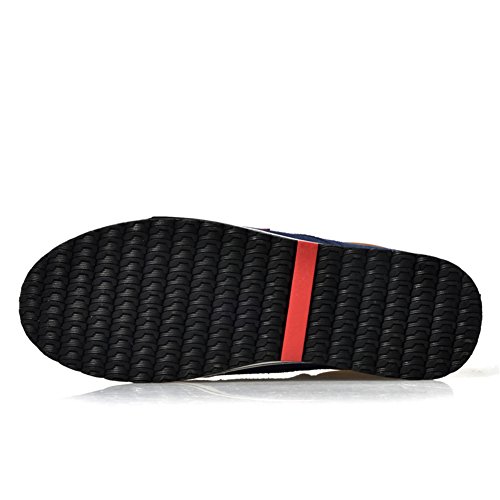 Zapatillas de Hombres de Cuero de Ante de Cuero Genuino para Hombres Aumento de la Altura de Zapatos para Hombre (42, Azul)