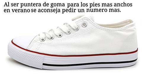 Zapatillas de Lona Mujer Blanco Negro Bambas Blancas Lona Puntera Goma Loneta Blanca Negra