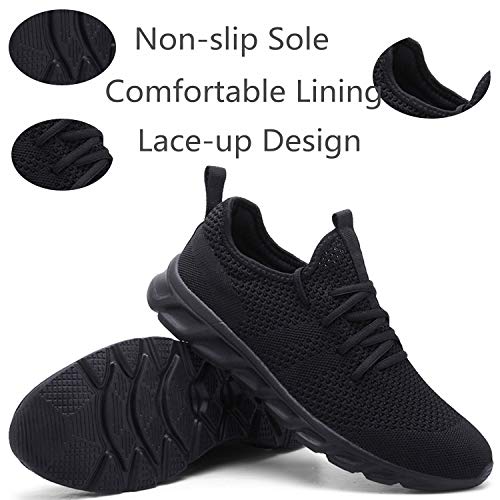 Zapatillas de Running para Hombre Casual Tenis Asfalto Zapatos Deporte Fitness Gym Correr Gimnasio Deportives Transpirables Seguridad Atlético Trekking Bambas Plataform Sneakers Negro 44 EU