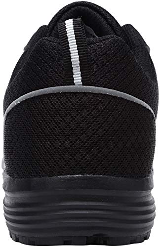 Zapatillas de Seguridad Mujer L8038 S1 SRC Zapatos de Trabajo con Punta de Acero Ultra Liviano Suave y cómodo Transpirable Antideslizante(37.5 EU,Negro Oscuro)