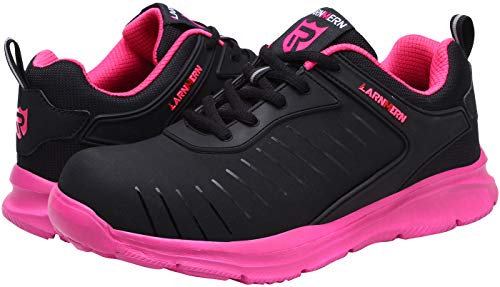 Zapatillas de Seguridad Mujer/Hombre DY-112, Zapatos de Trabajo con Punta de Acero Ultra Liviano Suave y cómodo Transpirable, Brillante Negro, 39 EU