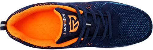 Zapatillas de Seguridad Mujer/Hombre DY-112, Zapatos de Trabajo con Punta de Acero Ultra Liviano Suave y cómodo Transpirable, Naranja Azul, 43 EU