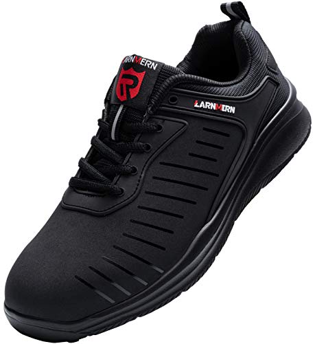 Zapatillas de Seguridad Mujer/Hombre DY-112, Zapatos de Trabajo con Punta de Acero Ultra Liviano Suave y cómodo Transpirable, Profundo Negro, 38 EU