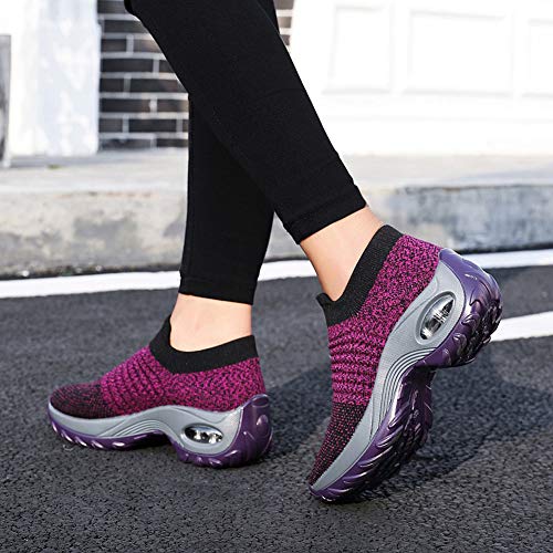 Zapatillas Deportivas de Mujer Gimnasio Zapatos Running Deportivos Fitness Correr Casual Ligero Comodos Respirable Negro Gris Morado 35-42 PP38