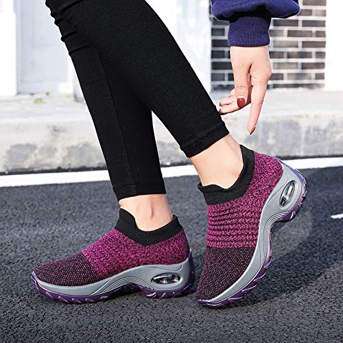 Zapatillas Deportivas de Mujer Gimnasio Zapatos Running Deportivos Fitness Correr Casual Ligero Comodos Respirable Negro Gris Morado 35-42 PP38