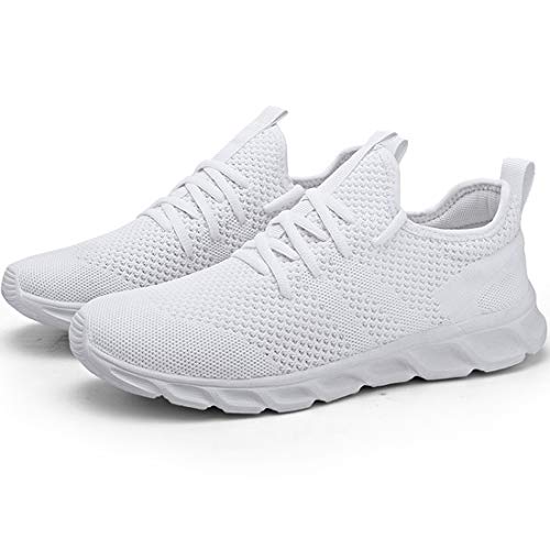 Zapatillas Deportivas Running de Mujer para Correr Asfalto Zapatos Gimnasia Deporte Fitness Casual Transpirables Seguridad con Cordones Atlético Gym Trekking Sneakers Plataform Calzado Blanco 39 EU