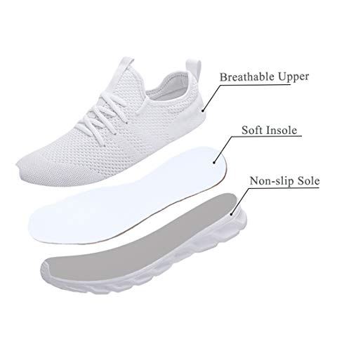 Zapatillas Deportivas Running de Mujer para Correr Asfalto Zapatos Gimnasia Deporte Fitness Casual Transpirables Seguridad con Cordones Atlético Gym Trekking Sneakers Plataform Calzado Blanco 39 EU