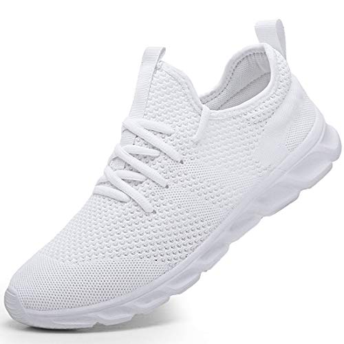 Zapatillas Deportivas Running de Mujer para Correr Asfalto Zapatos Gimnasia Deporte Fitness Casual Transpirables Seguridad con Cordones Atlético Gym Trekking Sneakers Plataform Calzado Blanco 39 EU
