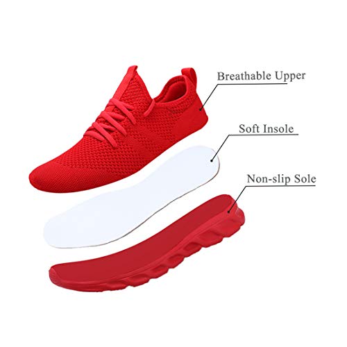 Zapatillas Deportivas Running de Mujer para Correr Asfalto Zapatos Gimnasia Deporte Fitness Casual Transpirables Seguridad con Cordones Atlético Gym Trekking Sneakers Plataform Calzado Rojo 39 EU