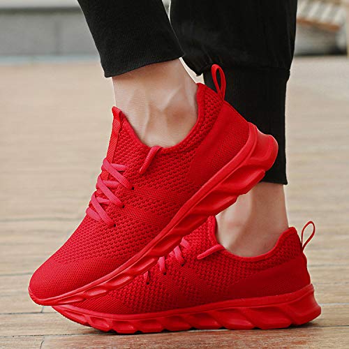 Zapatillas Deportivas Running de Mujer para Correr Asfalto Zapatos Gimnasia Deporte Fitness Casual Transpirables Seguridad con Cordones Atlético Gym Trekking Sneakers Plataform Calzado Rojo 39 EU