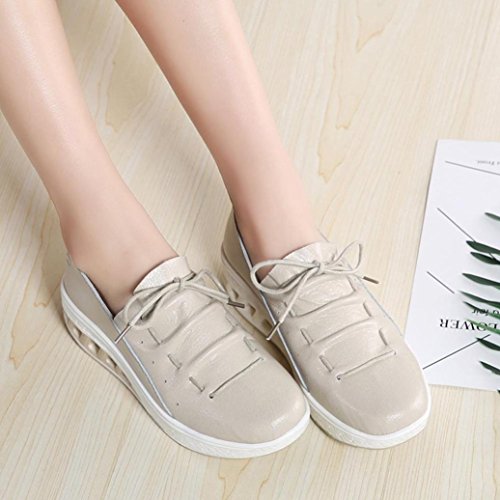 Zapatos de Cuero para Mujer Otoño 2018 Zapatillas Dama con Plataforma PAOLIAN Casual Cómodo Calzado de Vestir Moda Zapatos de Cordones Señora Breathable