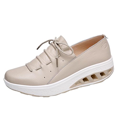 Zapatos de Cuero para Mujer Otoño 2018 Zapatillas Dama con Plataforma PAOLIAN Casual Cómodo Calzado de Vestir Moda Zapatos de Cordones Señora Breathable