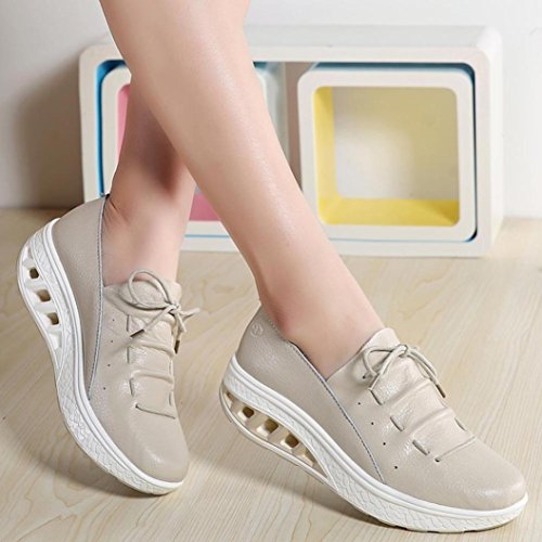 Zapatos de Cuero para Mujer Otoño 2018 Zapatillas Dama con Plataforma PAOLIAN Casual Cómodo Calzado de Vestir Moda Zapatos de Cordones Señora Breathable