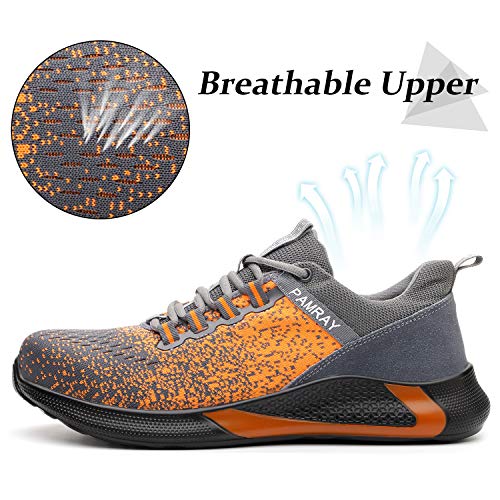 Zapatos de Seguridad Hombre Puntera de Acero Zapatillas de Trabajo Ligeros Naranja 44 EU