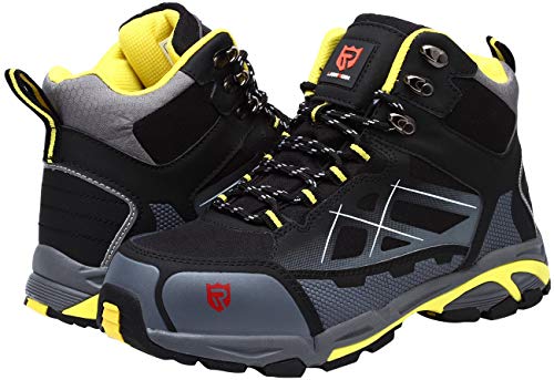 Zapatos de Seguridad para Hombre, Impermeable S3 SRC Anti-Piercing Zapatillas de Seguridad Trabajo con Puntera de Acero Calzado de Trabajo (41.5 EU Negro Gris)