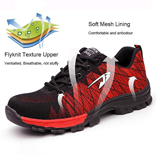 Zapatos de Seguridad para Hombre Transpirable Ligeras con Puntera de Acero Zapatillas de Seguridad Trabajo, Calzado de Industrial y Deportiva 43