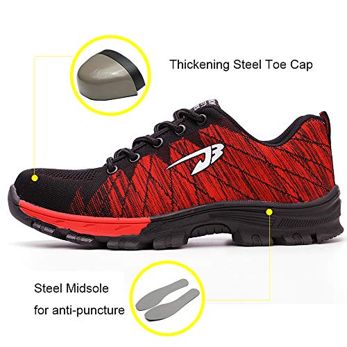 Zapatos de Seguridad para Hombre Transpirable Ligeras con Puntera de Acero Zapatillas de Seguridad Trabajo, Calzado de Industrial y Deportiva 43