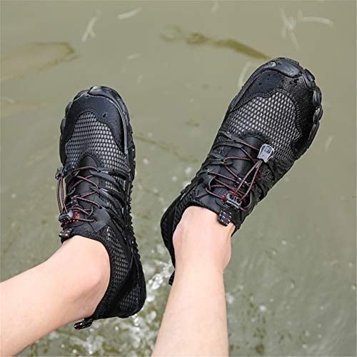Zapatos de senderismo para hombres y mujeres, zapatos de natación, zapatos de playa descalzos, antideslizantes de secado rápido, adecuados para deportes acuáticos al aire libre Senderismo,Negro,44