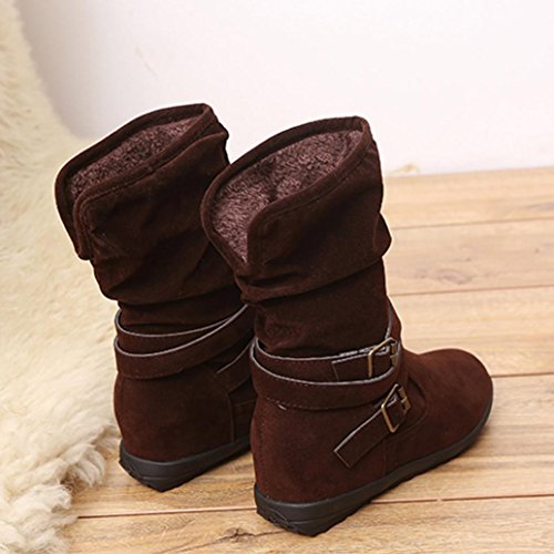 Zapatos Mujer Otoño Invierno Moda Botas de Nieve Mujer Botines de Mujer Zapatos de Nieve cálida Botas de Plataforma Zapatos de tacón Zapatillas Zapatos Interiores (37, Marrón)