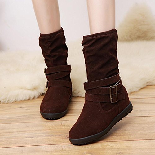 Zapatos Mujer Otoño Invierno Moda Botas de Nieve Mujer Botines de Mujer Zapatos de Nieve cálida Botas de Plataforma Zapatos de tacón Zapatillas Zapatos Interiores (37, Marrón)