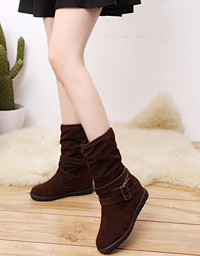 Zapatos Mujer Otoño Invierno Moda Botas de Nieve Mujer Botines de Mujer Zapatos de Nieve cálida Botas de Plataforma Zapatos de tacón Zapatillas Zapatos Interiores (37, Marrón)
