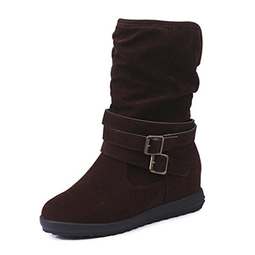 Zapatos Mujer Otoño Invierno Moda Botas de Nieve Mujer Botines de Mujer Zapatos de Nieve cálida Botas de Plataforma Zapatos de tacón Zapatillas Zapatos Interiores (37, Marrón)