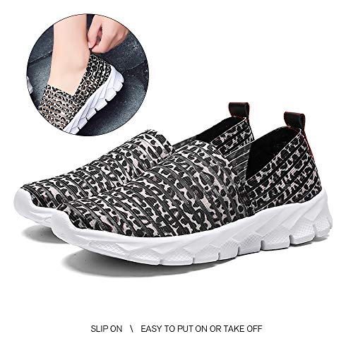 Zapatos para Corror Mujer Zapatillas de Deportiva Slip on Huecos Sneakers para Caminar Walking Calzado Malla Transpirables Loafer Ligeros Mocasines Verano Marrón 37 EU