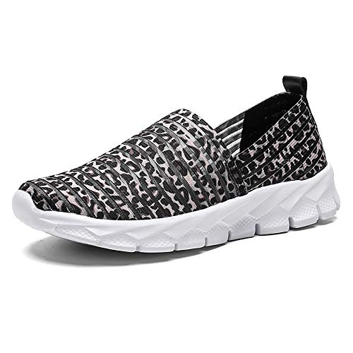 Zapatos para Corror Mujer Zapatillas de Deportiva Slip on Huecos Sneakers para Caminar Walking Calzado Malla Transpirables Loafer Ligeros Mocasines Verano Marrón 37 EU