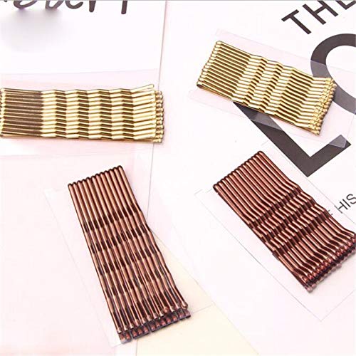 Zcm Horquilla Simple Clips Simples agarrar el Pelo de la Onda Plana Curvada Horquilla Styling Metal Pasador de Pelo de la Onda Invisible Hairgrip Accesorios for el Cabello (Color : 12PCS Gold L)