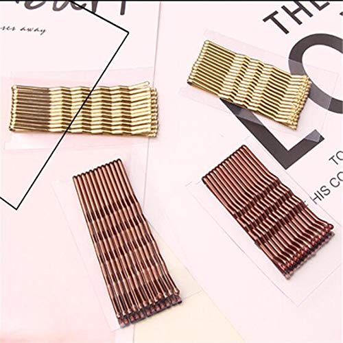 Zcm Horquilla Simple Clips Simples agarrar el Pelo de la Onda Plana Curvada Horquilla Styling Metal Pasador de Pelo de la Onda Invisible Hairgrip Accesorios for el Cabello (Color : 12PCS Gold L)