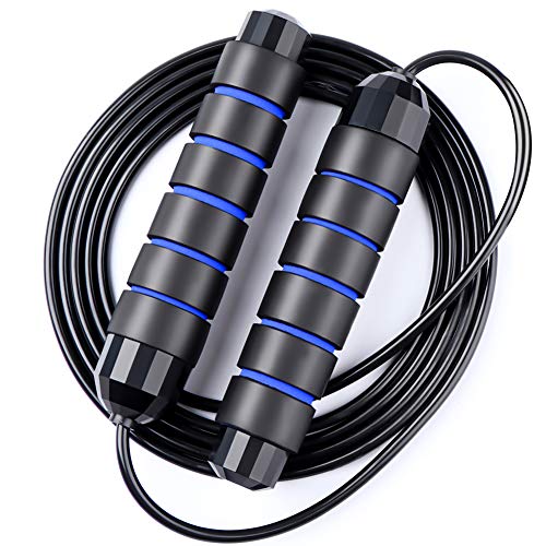 ZCZY Cuerdas de Saltar, Combas de Fitness,Cuerda de Saltar Ajustable con Mango de Espuma de Suave, Combas de Crossfit,Quema Grasa,Aumentar la Resistencia,Ejercicio para Mujer,Hombre y Niños (Azul)