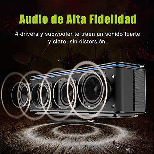 ZEALOT S7 Altavoz Bluetooth,Altavoces Bluetooth portatiles 26W,Altavoz inalámbrico Portátil,24 Horas de Reproducción,Impermeable IPX6 con Powerbank(10000mAh),Bluetooth 5.0 y Manos Libres