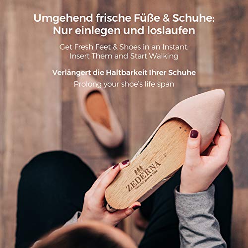 Zederna plantillas de madera de cedro, para pies sudorosos, olor de pies/calzado. 100% natural y antibactariano. Eficaz contra hongos en pies y uñas. Plantillas frescas/para uso sin calcetines. 42
