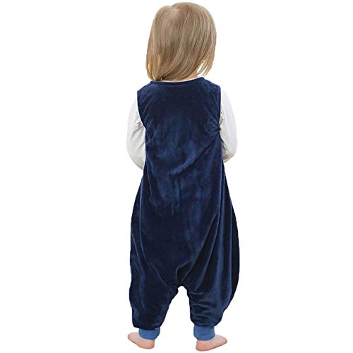 ZEEUPAI - Saco de Dormir con piernas de Franela para bebés niños infantíl Ropa Pijama niñas (M (3-5 años), Azul Marino - Estrellas)