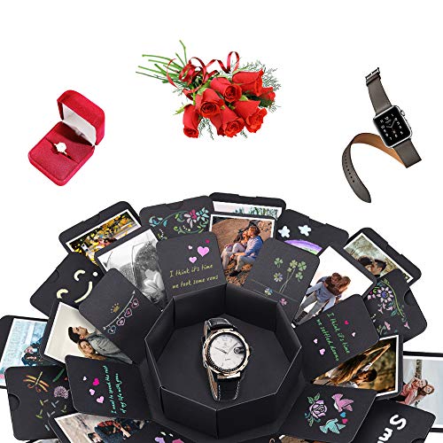 ZEEYUAN Explosion Box,Creative DIY Álbum de Fotos Caja de Regalo de Explosión Creativa como Regalo de Cumpleaños Aniversario Boda San Valentín Día de la Madre Navidad