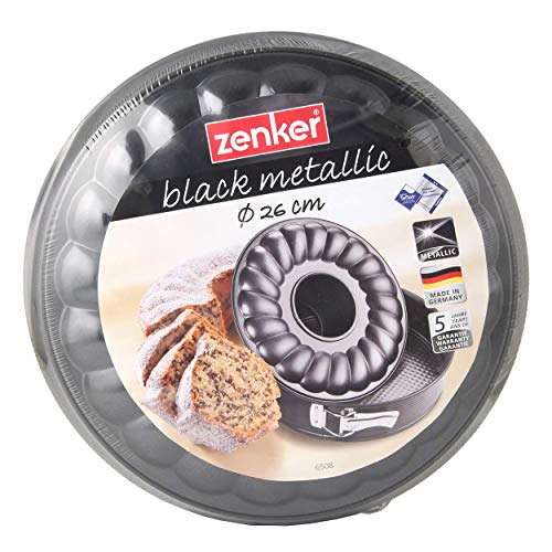 Zenker Molde desmontable 2 fondos BLACK METALLIC en acero con revestimiento antiadherente Teflon. Negro. Ø26x6,5cm. 1 ud.