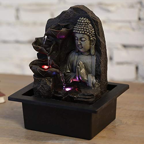 Zen'Light SPIRITUALITE - Fuente de polirresina de Color marrón Oscuro, 21 x 21 x 26 cm.