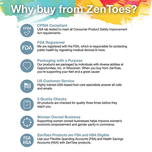 ZenToes Pack de 4 separadores de dedos y esparcidores para juanetes, dedos superpuestos y la deriva pan (blanco)