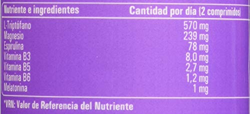 Zentrum Triptófano - Rendimiento Intelectual Psicológico y Superación, Magnesio + Vitaminas B6 + B5 + B3 + Melatonina, 60 comprimidos.