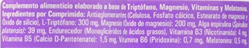 Zentrum Triptófano - Rendimiento Intelectual Psicológico y Superación, Magnesio + Vitaminas B6 + B5 + B3 + Melatonina, 60 comprimidos.
