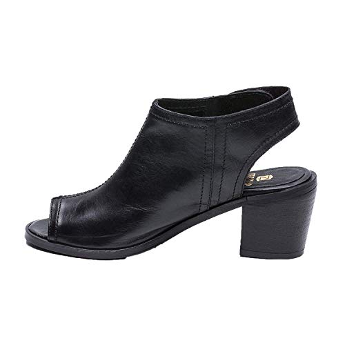 Zerimar Botines de Piel| Botines Piel Mujer | Botines Peep Toes Mujer | Peep Toe Mujer | Color: Negro | Talla: 38