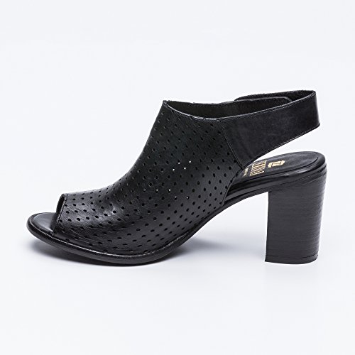 Zerimar Botines de Piel| Botines Piel Mujer | Botines Peep Toes Mujer | Peep Toe Mujer | Color: Negro | Talla: 39